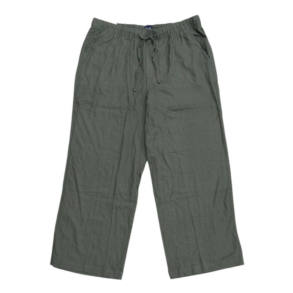 Gap Women's Lightweight Relaxed Fit Wide Leg Linen Blend Pull-On Pant - Olive